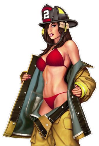 Pinup aufkleber firefighter - pinup,
