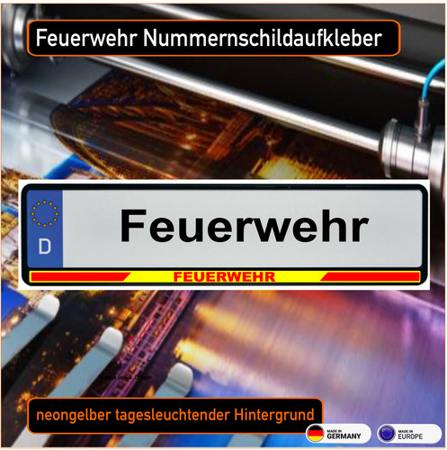 Feuerwehr nummernschild gelb - feuerwehr, nummernschild,